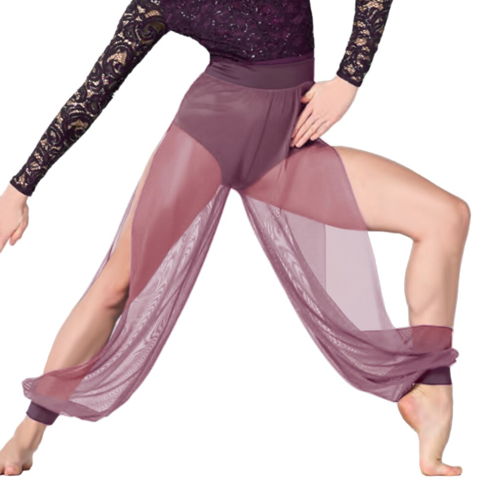 Flow Transparent Pants, High Slit Side Dance Pants, Loose Dance